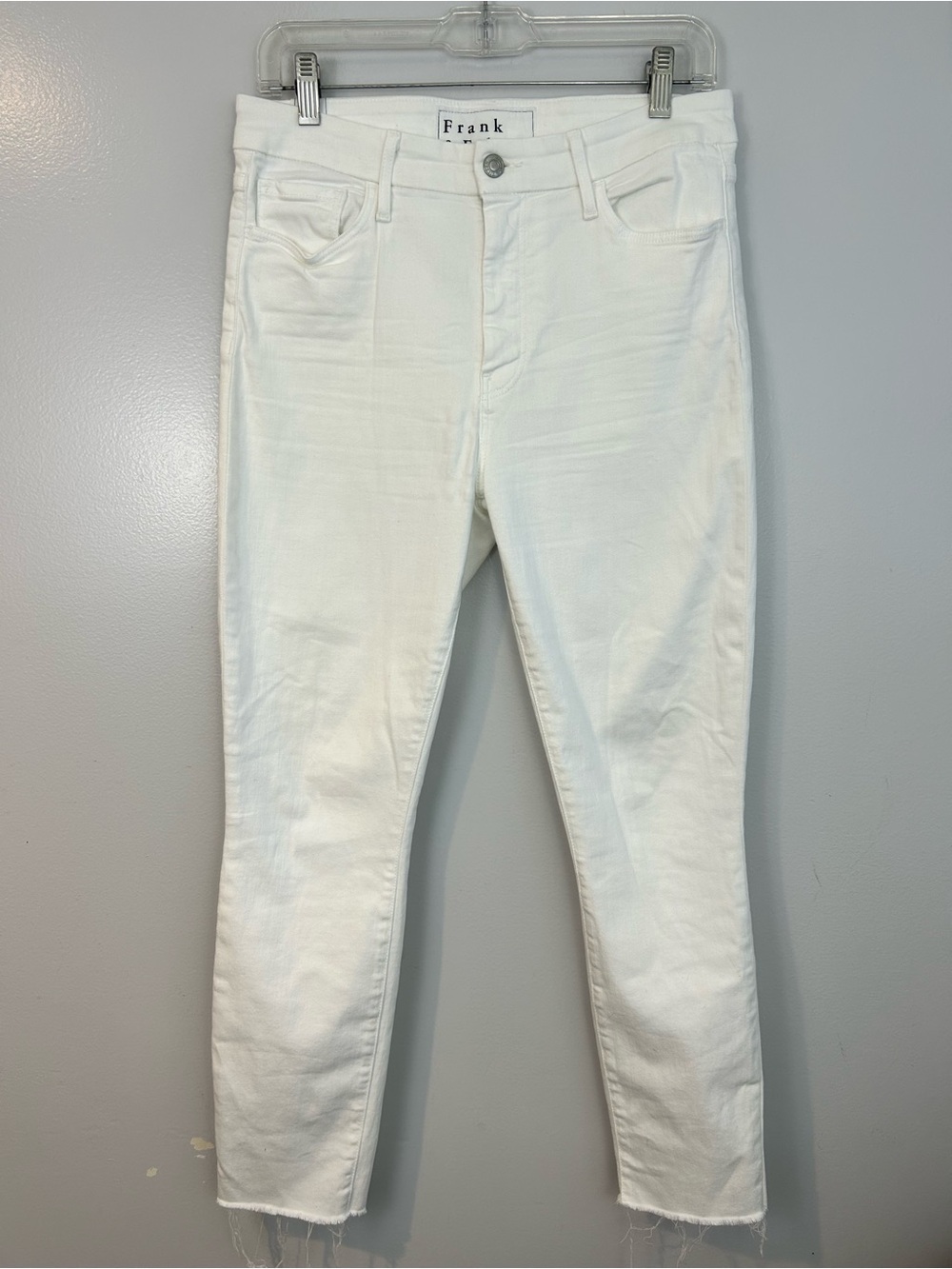 Frank & Eileen Sligo Skinny Raw Hem White Ankle High Waist Jeans Size 30